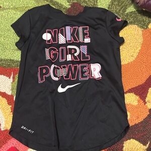 Nike Black and Pink Short Sleeve Tee Girl Power